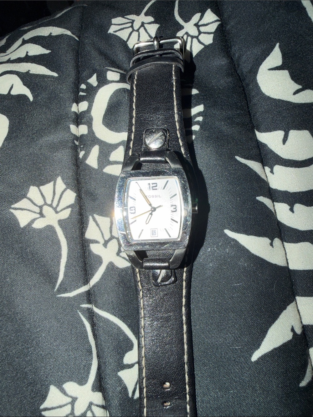 Architect Fossil Ladies Stainless Steel Tonneau-Shaped Leather Unworking Watch